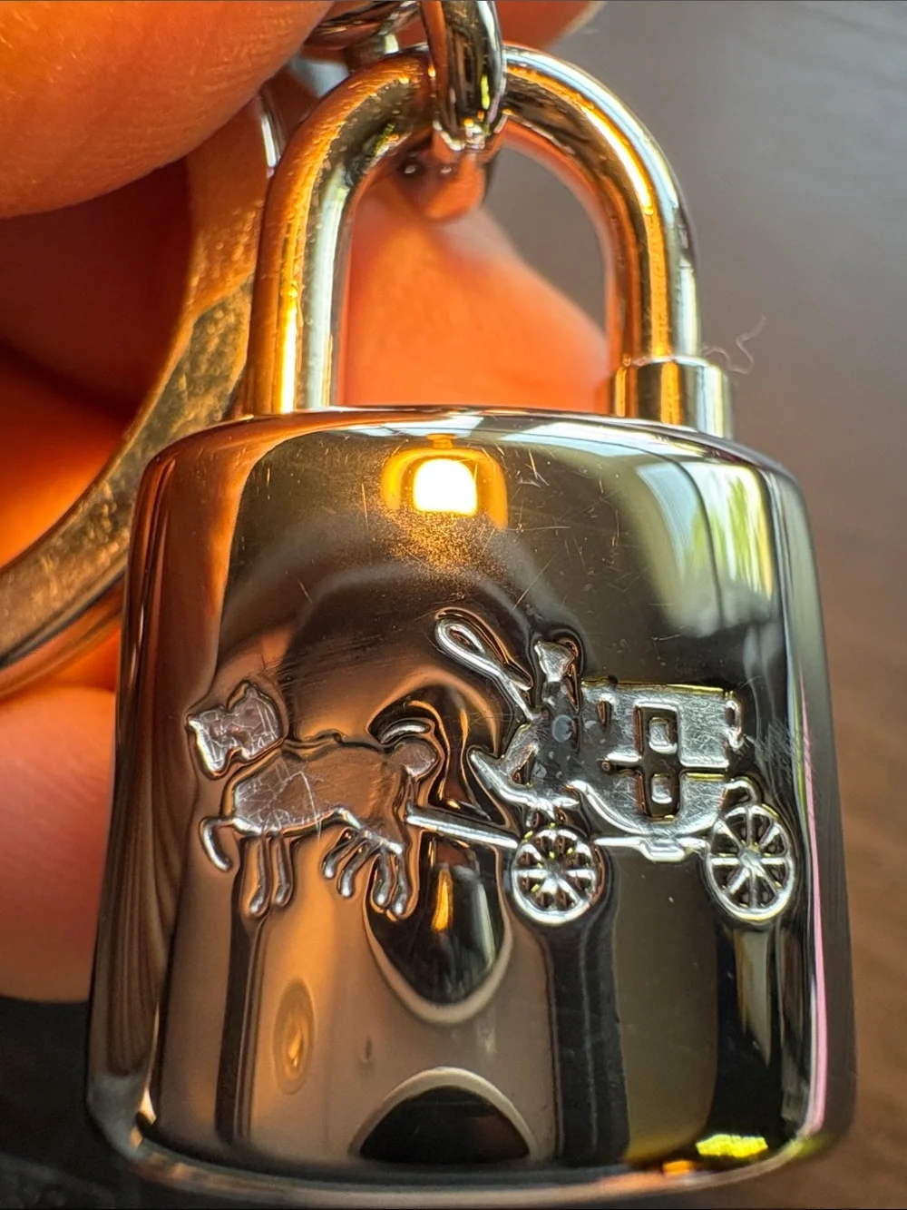 Coach Silver Padlock Keychain Key & Card Holder